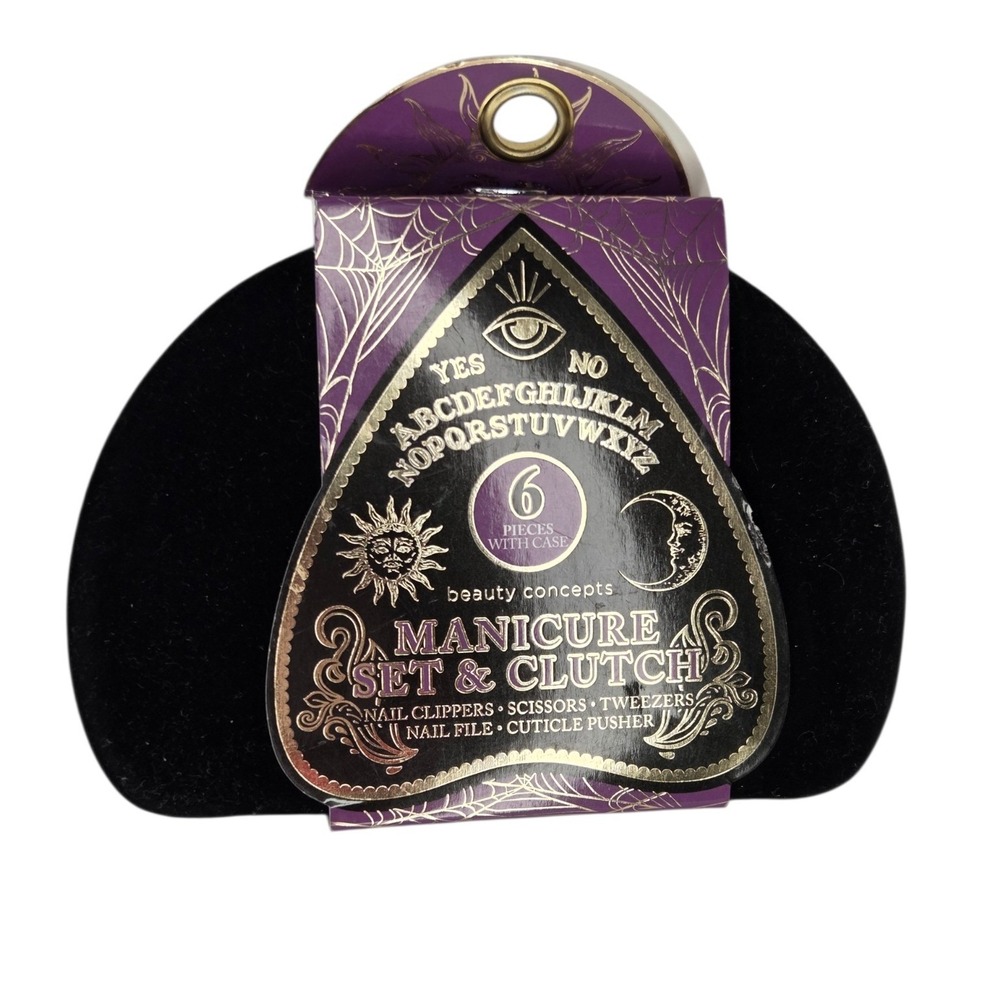 Beauty Concepts Manicure Set & Clutch 6 Piece Ouija Board Mystic Goth Black New
